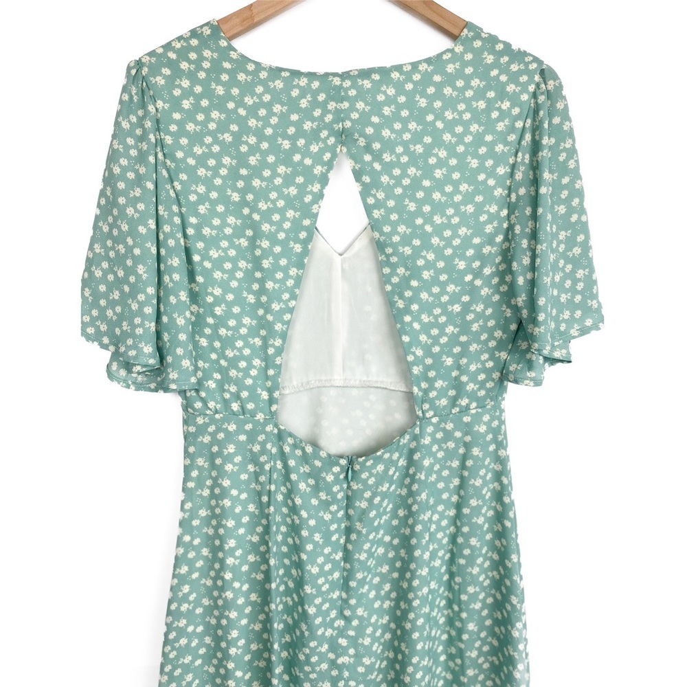 Leith Nordstrom Womens Floral Midi Dress M‎ Blue Garden Cottagecore Flutter - Picture 6 of 10